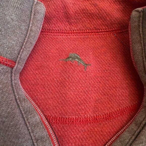Tommy Bahama Reversible Quarter Zip Pullover Red Brown Size Medium As Is - Picture 3 of 7
